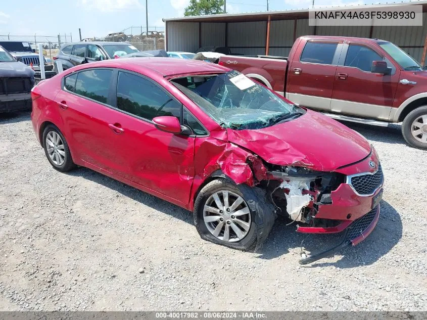 KNAFX4A63F5398930 2015 Kia Forte Lx