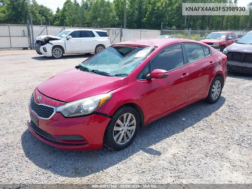 2015 Kia Forte Lx VIN: KNAFX4A63F5398930 Lot: 40017982