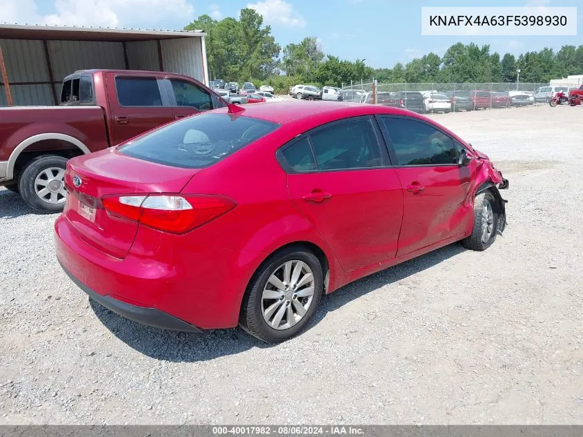 2015 Kia Forte Lx VIN: KNAFX4A63F5398930 Lot: 40017982