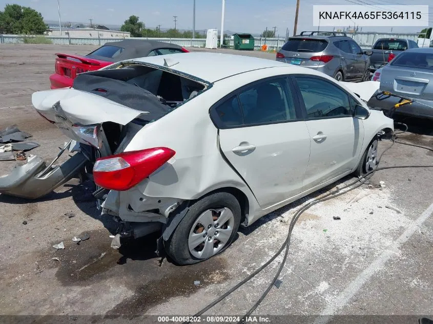 2015 Kia Forte Lx VIN: KNAFK4A65F5364115 Lot: 40068202