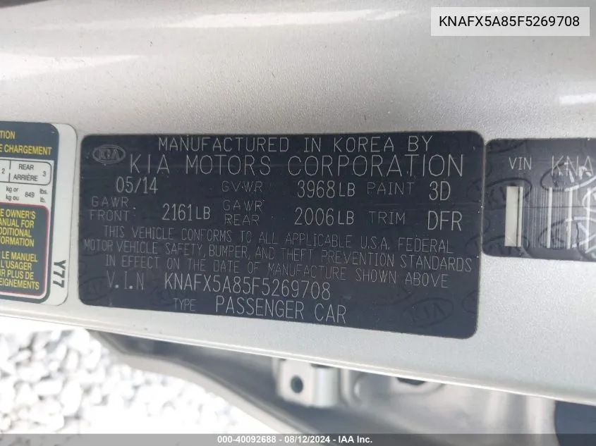 KNAFX5A85F5269708 2015 Kia Forte Ex