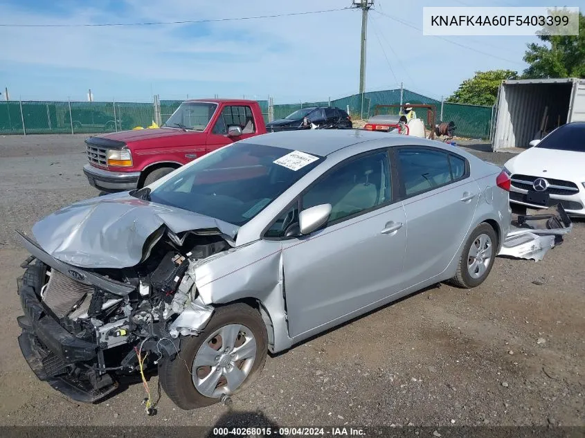 2015 Kia Forte Lx VIN: KNAFK4A60F5403399 Lot: 40268015