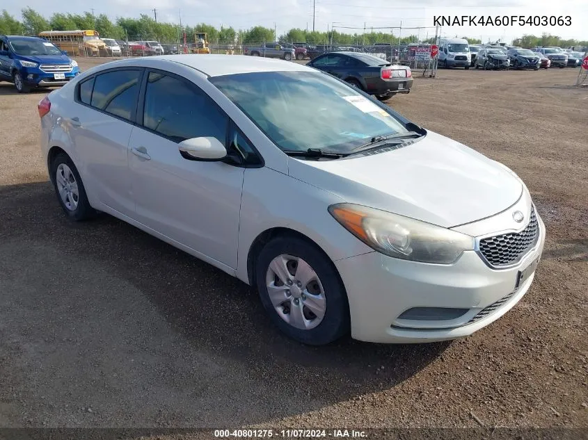 2015 Kia Forte Lx VIN: KNAFK4A60F5403063 Lot: 40801275