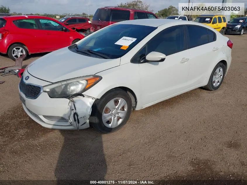 2015 Kia Forte Lx VIN: KNAFK4A60F5403063 Lot: 40801275