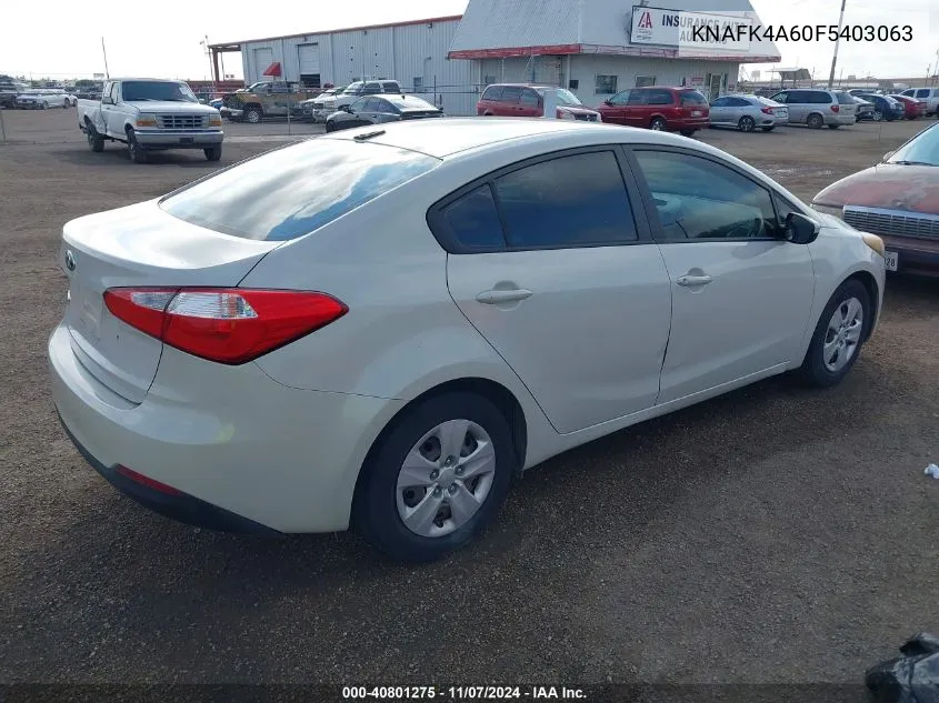 2015 Kia Forte Lx VIN: KNAFK4A60F5403063 Lot: 40801275