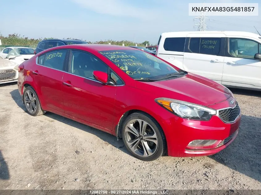 KNAFX4A83G5481857 2016 Kia Forte Ex