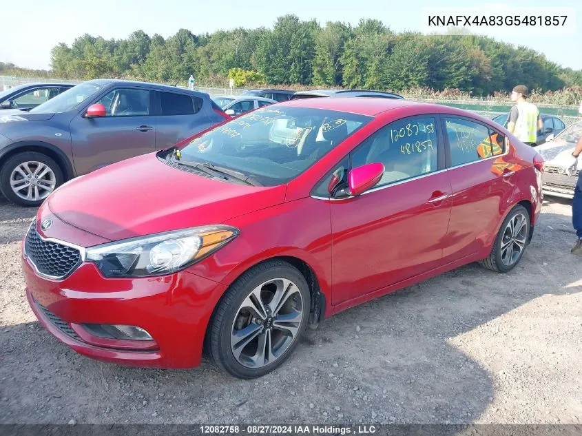 KNAFX4A83G5481857 2016 Kia Forte Ex