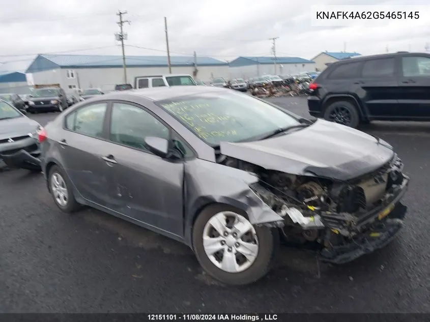 2016 Kia Forte VIN: KNAFK4A62G5465145 Lot: 12151101