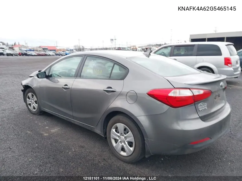 2016 Kia Forte VIN: KNAFK4A62G5465145 Lot: 12151101