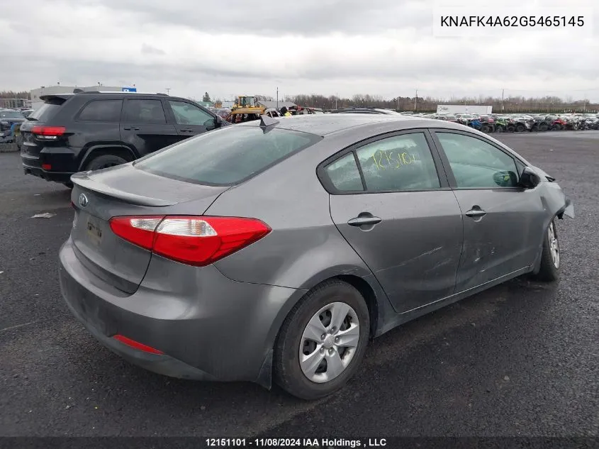 2016 Kia Forte VIN: KNAFK4A62G5465145 Lot: 12151101