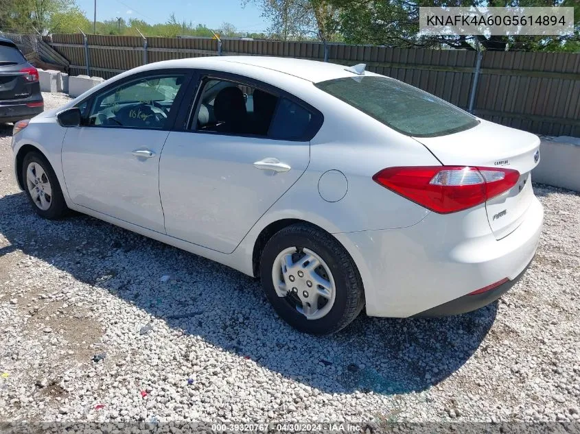 2016 Kia Forte Lx VIN: KNAFK4A60G5614894 Lot: 39320767