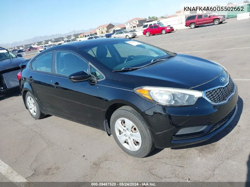 2016 Kia Forte Lx VIN: KNAFK4A60G5502662 Lot: 39487520