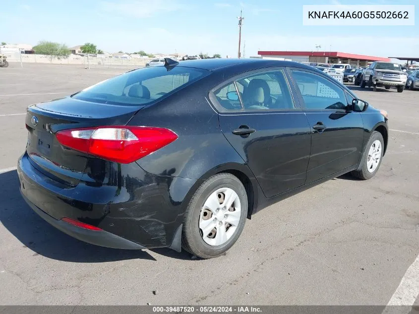 2016 Kia Forte Lx VIN: KNAFK4A60G5502662 Lot: 39487520