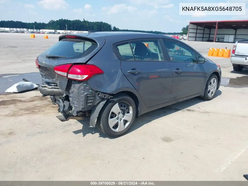 2016 Kia Forte Lx VIN: KNAFK5A8XG5648705 Lot: 39700029