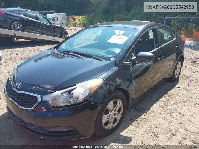 2016 Kia Forte Lx VIN: KNAFK4A62G5542953 Lot: 39841065