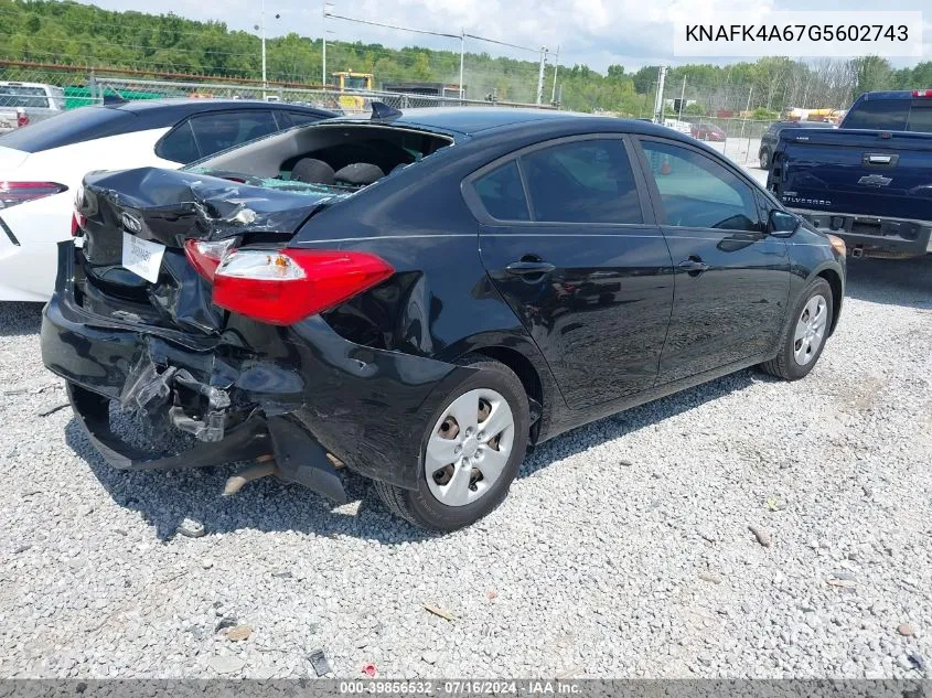 2016 Kia Forte Lx VIN: KNAFK4A67G5602743 Lot: 39856532