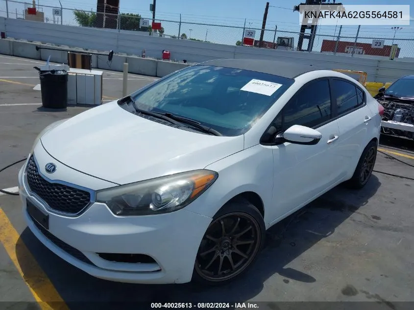 2016 Kia Forte Lx VIN: KNAFK4A62G5564581 Lot: 40025613