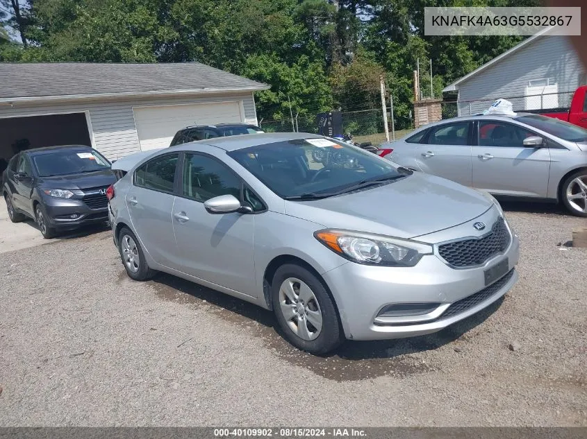 2016 Kia Forte Lx VIN: KNAFK4A63G5532867 Lot: 40109902