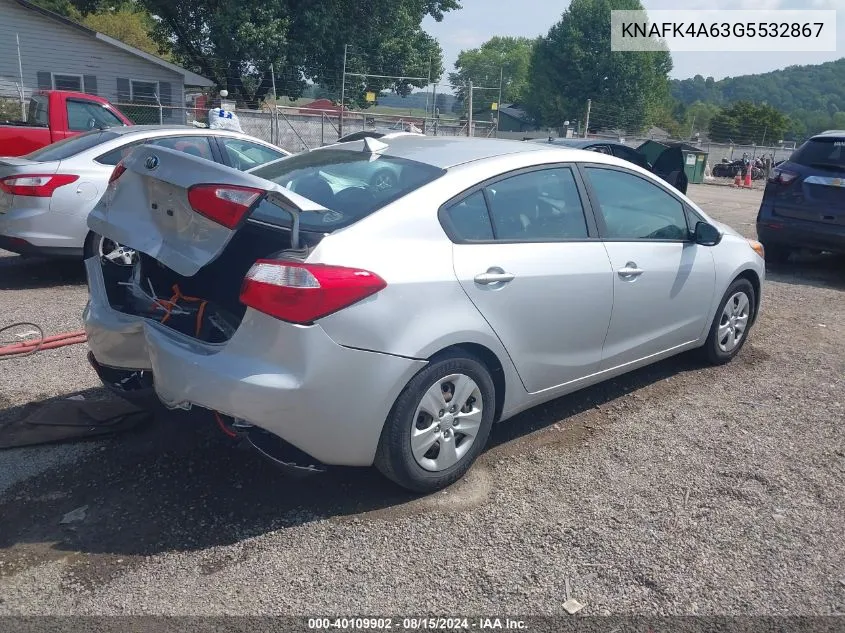 2016 Kia Forte Lx VIN: KNAFK4A63G5532867 Lot: 40109902