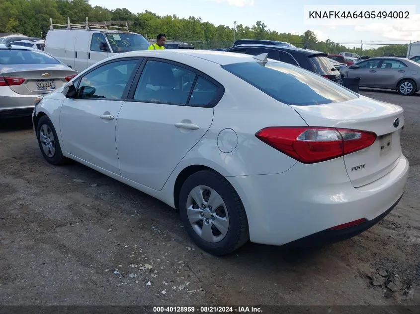 KNAFK4A64G5494002 2016 Kia Forte Lx