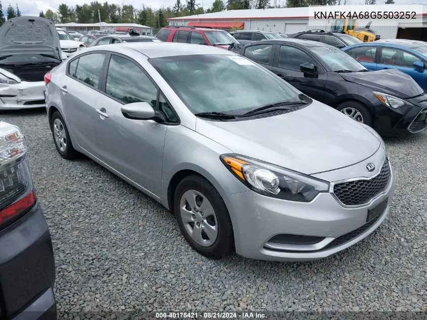 2016 Kia Forte Lx VIN: KNAFK4A68G5503252 Lot: 40175421