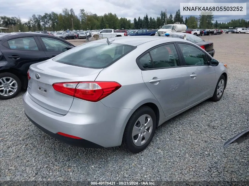 2016 Kia Forte Lx VIN: KNAFK4A68G5503252 Lot: 40175421