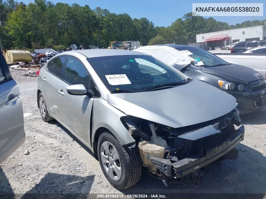 2016 Kia Forte Lx VIN: KNAFK4A68G5538020 Lot: 40194319