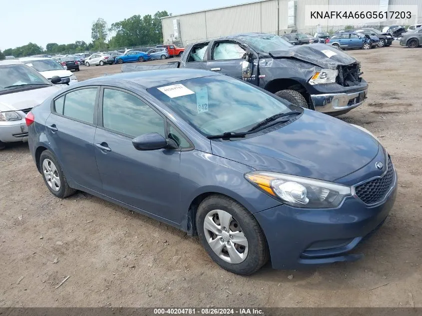 2016 Kia Forte Lx VIN: KNAFK4A66G5617203 Lot: 40204781