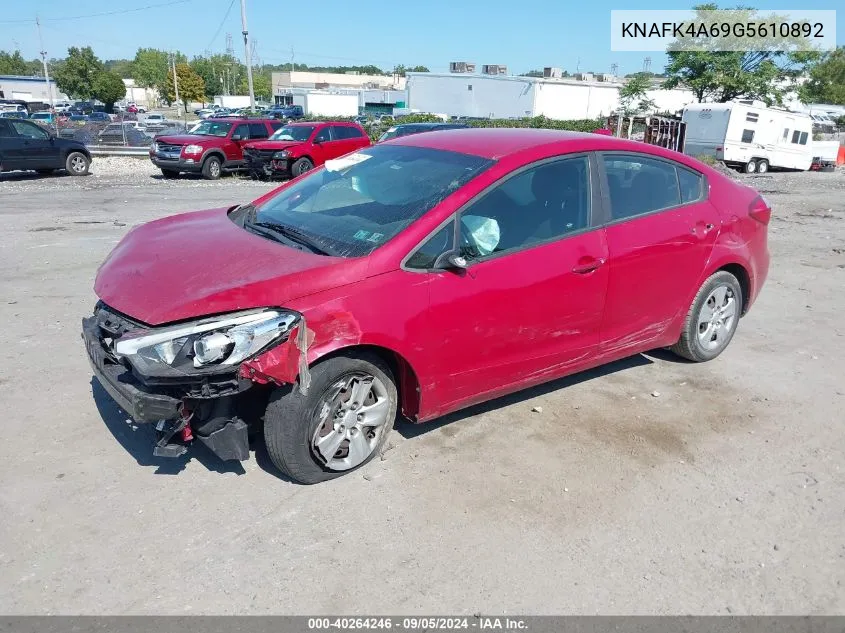 2016 Kia Forte Lx VIN: KNAFK4A69G5610892 Lot: 40264246