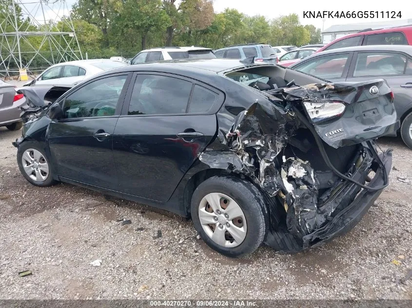 2016 Kia Forte Lx VIN: KNAFK4A66G5511124 Lot: 40270270