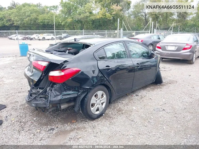 2016 Kia Forte Lx VIN: KNAFK4A66G5511124 Lot: 40270270