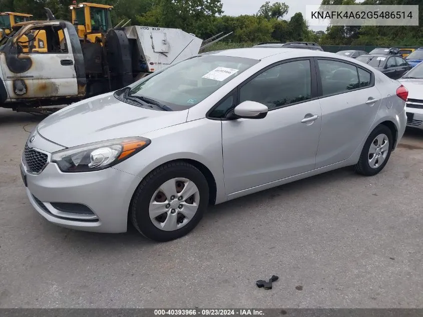 KNAFK4A62G5486514 2016 Kia Forte Lx