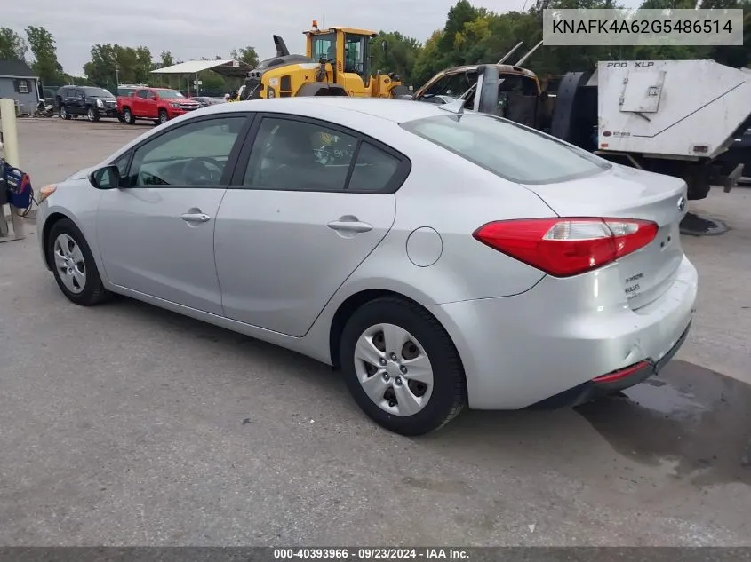 KNAFK4A62G5486514 2016 Kia Forte Lx