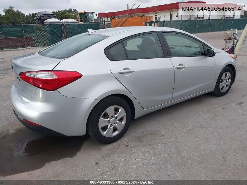 2016 Kia Forte Lx VIN: KNAFK4A62G5486514 Lot: 40393966