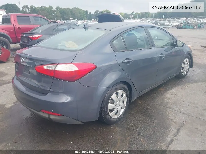 KNAFK4A63G5567117 2016 Kia Forte Lx