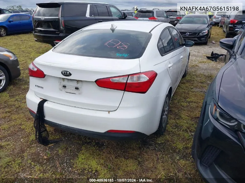 2016 Kia Forte Lx VIN: KNAFK4A67G5615198 Lot: 40536183