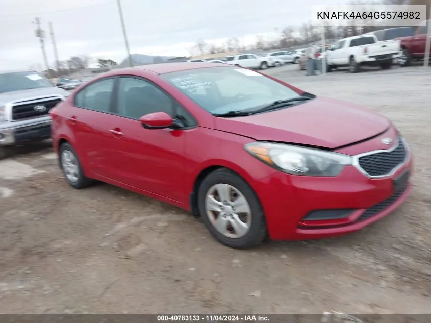 2016 Kia Forte Lx VIN: KNAFK4A64G5574982 Lot: 40783133