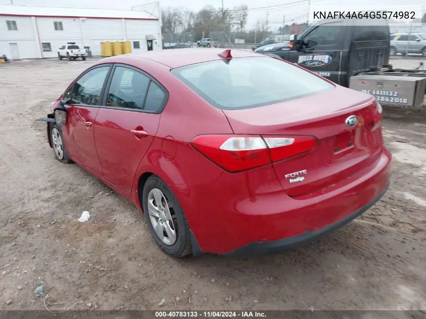 2016 Kia Forte Lx VIN: KNAFK4A64G5574982 Lot: 40783133