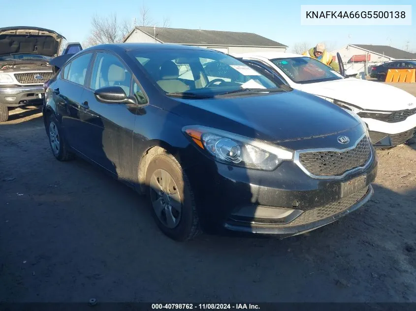 2016 Kia Forte Lx VIN: KNAFK4A66G5500138 Lot: 40798762