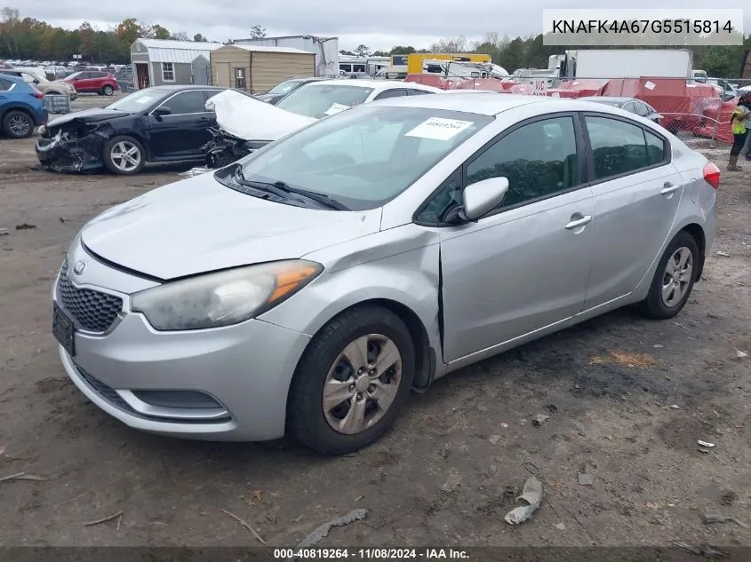 2016 Kia Forte Lx VIN: KNAFK4A67G5515814 Lot: 40819264