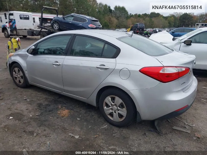 2016 Kia Forte Lx VIN: KNAFK4A67G5515814 Lot: 40819264