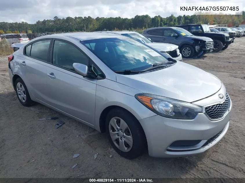 2016 Kia Forte Lx VIN: KNAFK4A67G5507485 Lot: 40829154