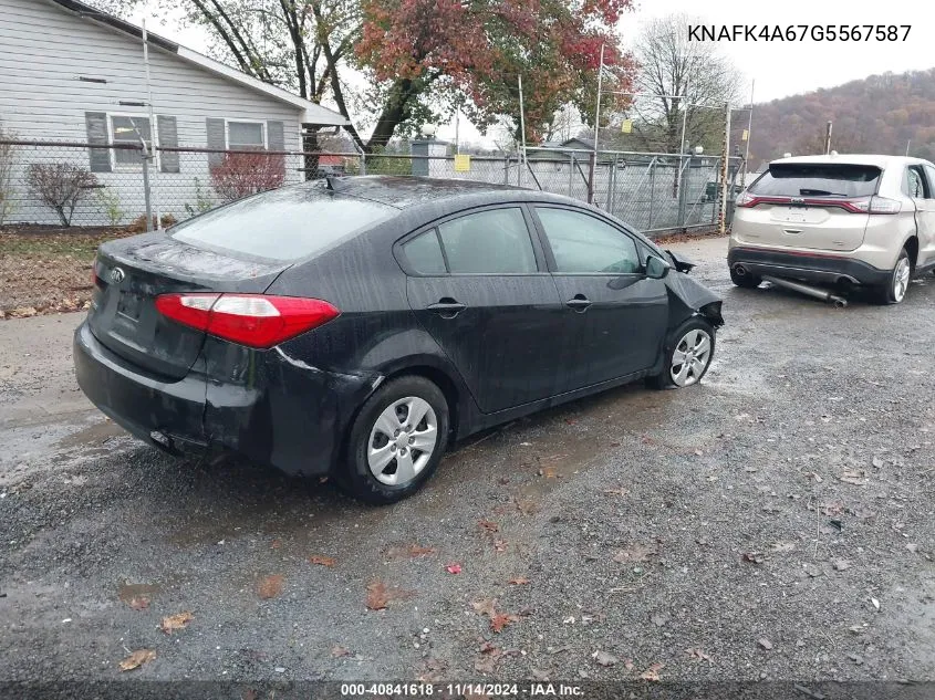 2016 Kia Forte Lx VIN: KNAFK4A67G5567587 Lot: 40841618