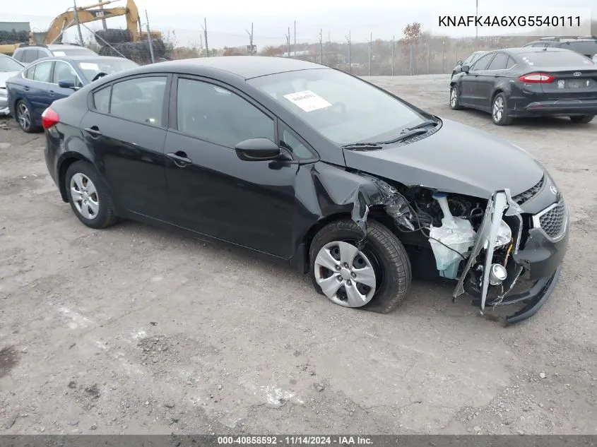 2016 Kia Forte Lx VIN: KNAFK4A6XG5540111 Lot: 40858592