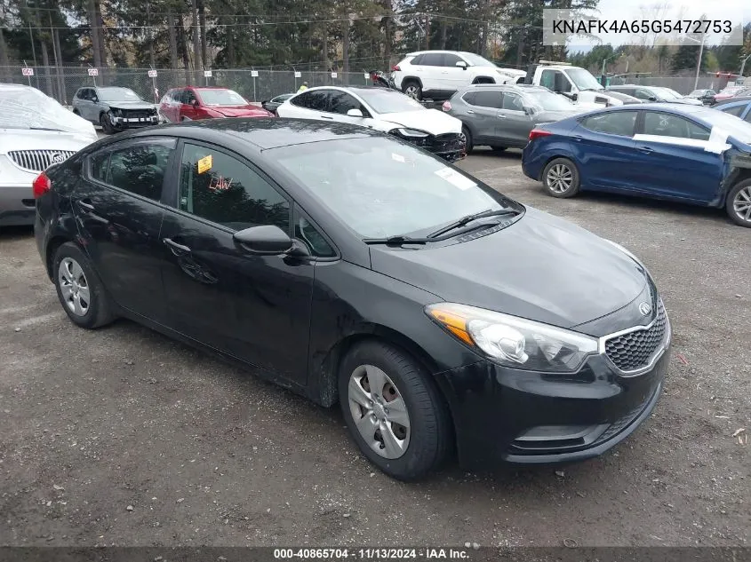 2016 Kia Forte Lx VIN: KNAFK4A65G5472753 Lot: 40865704