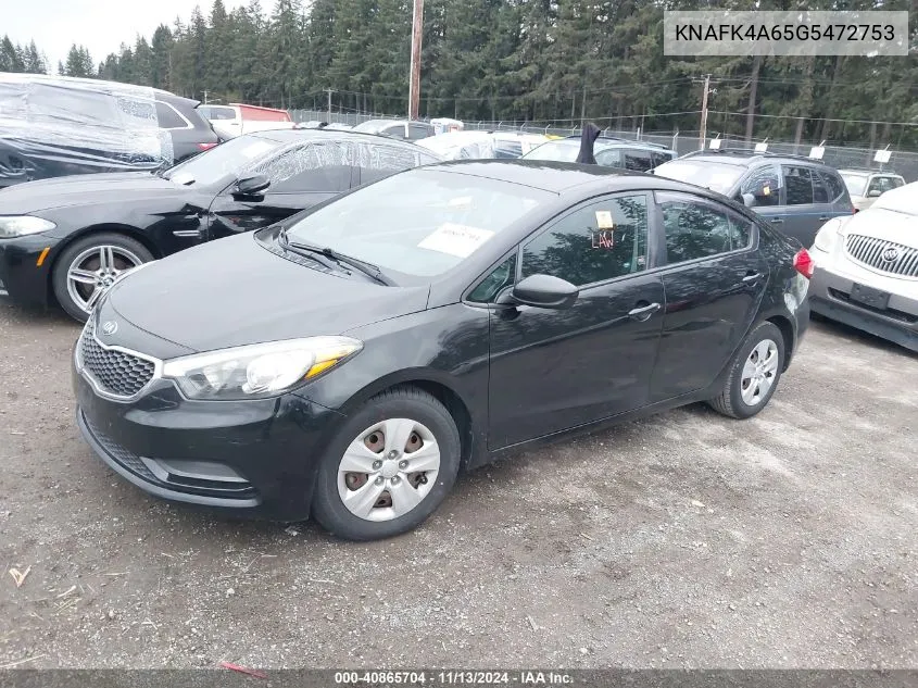 2016 Kia Forte Lx VIN: KNAFK4A65G5472753 Lot: 40865704