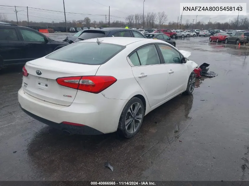 2016 Kia Forte Ex VIN: KNAFZ4A80G5458143 Lot: 40866565