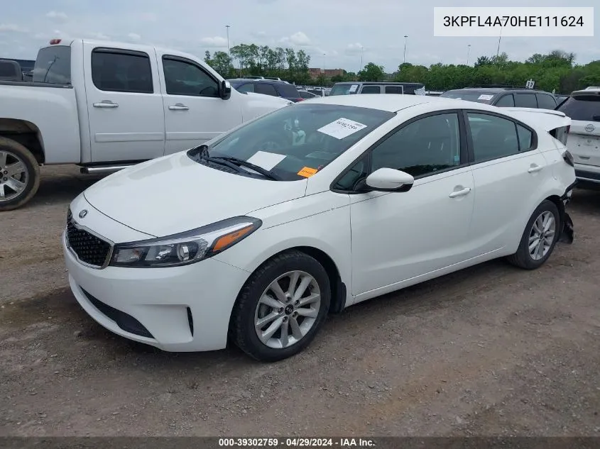 2017 Kia Forte S VIN: 3KPFL4A70HE111624 Lot: 39302759