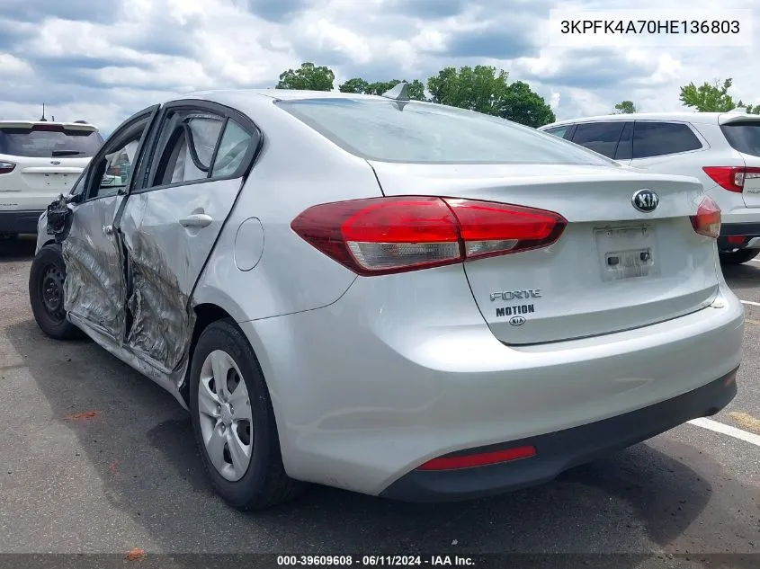 2017 Kia Forte Lx VIN: 3KPFK4A70HE136803 Lot: 39609608