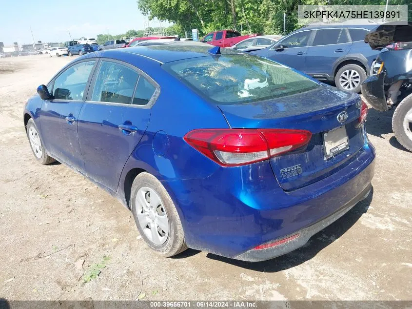 2017 Kia Forte Lx VIN: 3KPFK4A75HE139891 Lot: 39656701